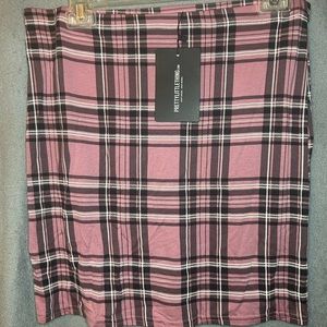Dusty pink check print mini skirt